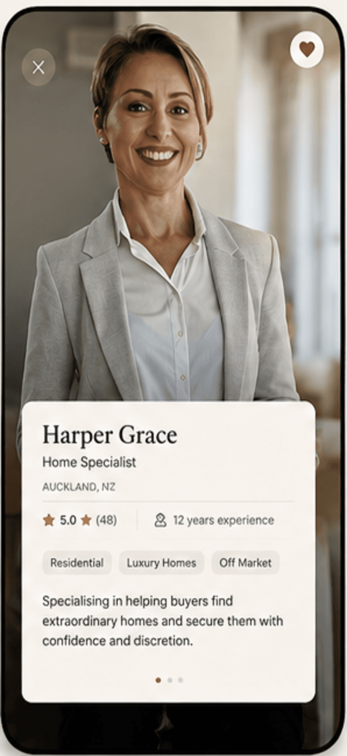 Private Agent app — an agent's public profile card